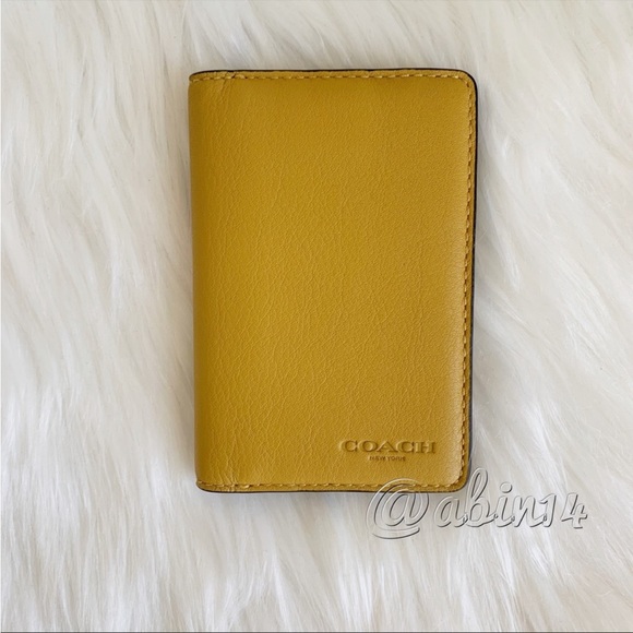 NWT Coach Flax Leather Colorblock Card Case Wallet wth Signature Canvas Interior - Picture 7 of 8
